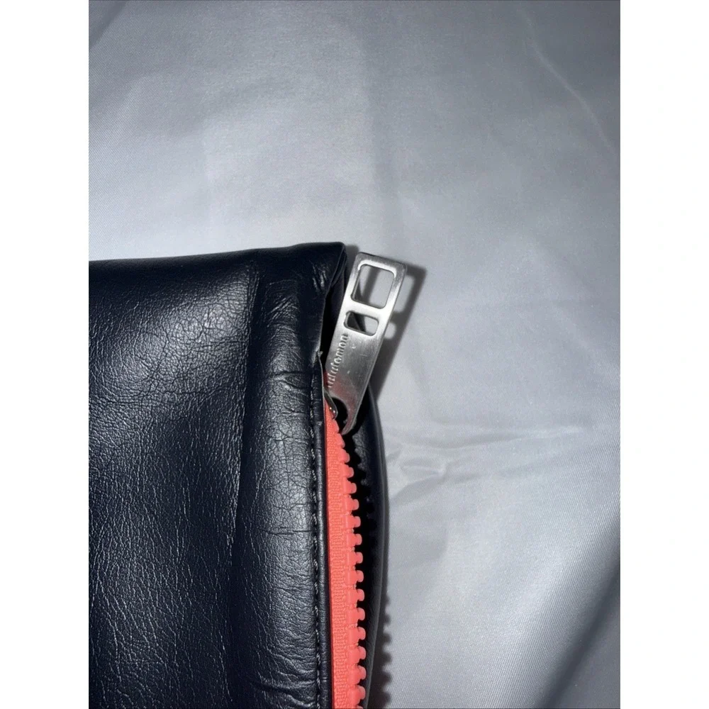 Lululemon Black Vegan Leather Fold Over Neon Pink Travel Pouch